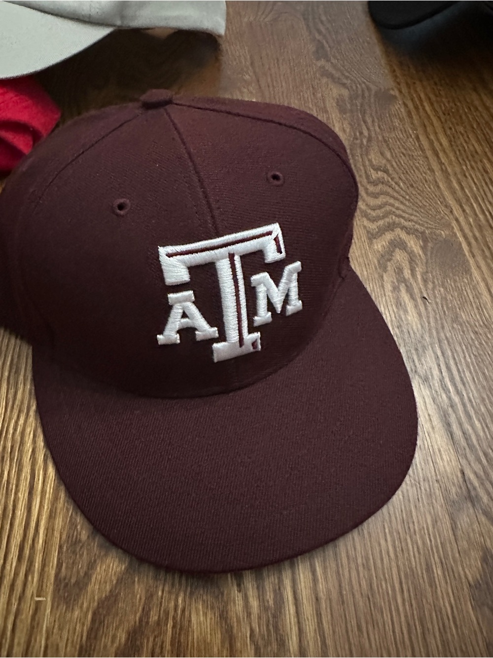 Texas A&M Maroon Fitted Cap with White Logo